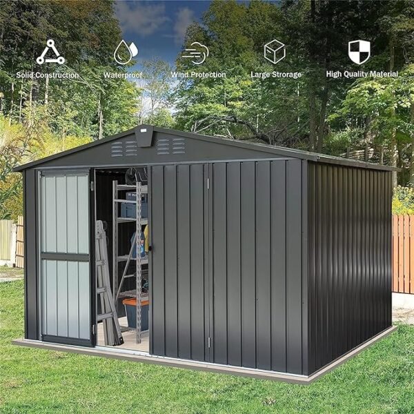 10x8ft Metal Outdoor Garden Shed For Sale