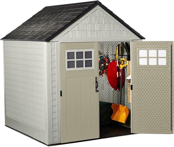 7x7ft Durable Weatherproof Resin Outdoor Storage Shed