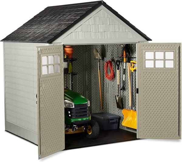 7x7ft Durable Weatherproof Resin Outdoor Storage Shed