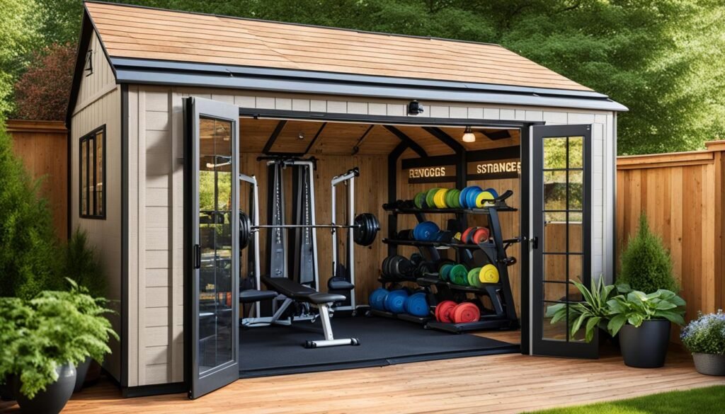 outdoor storage shed home gym