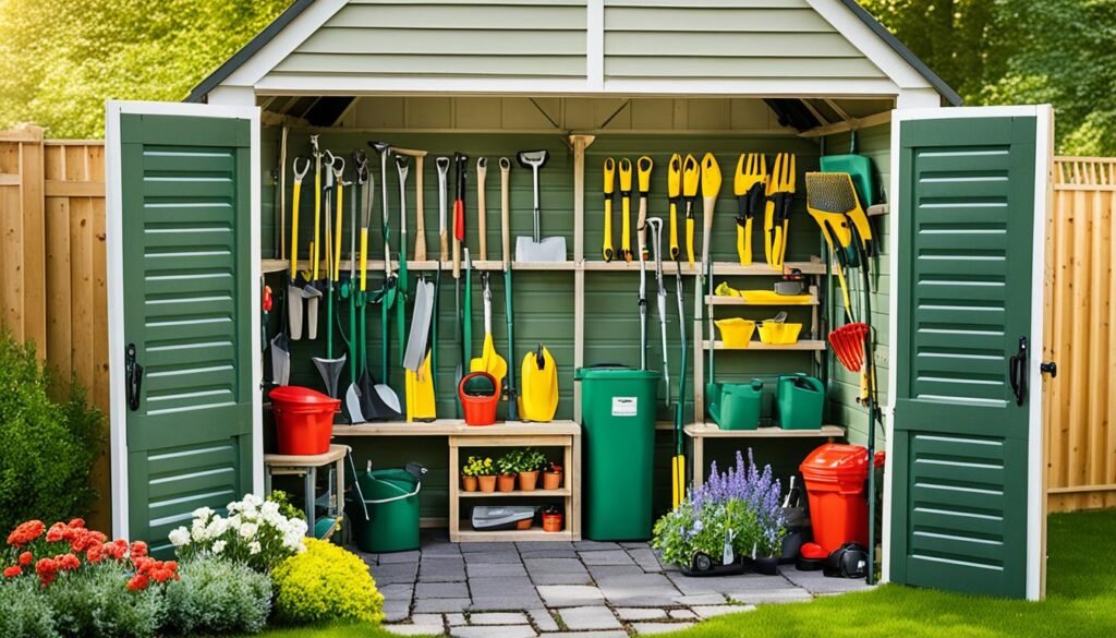 outdoor storage shed organization